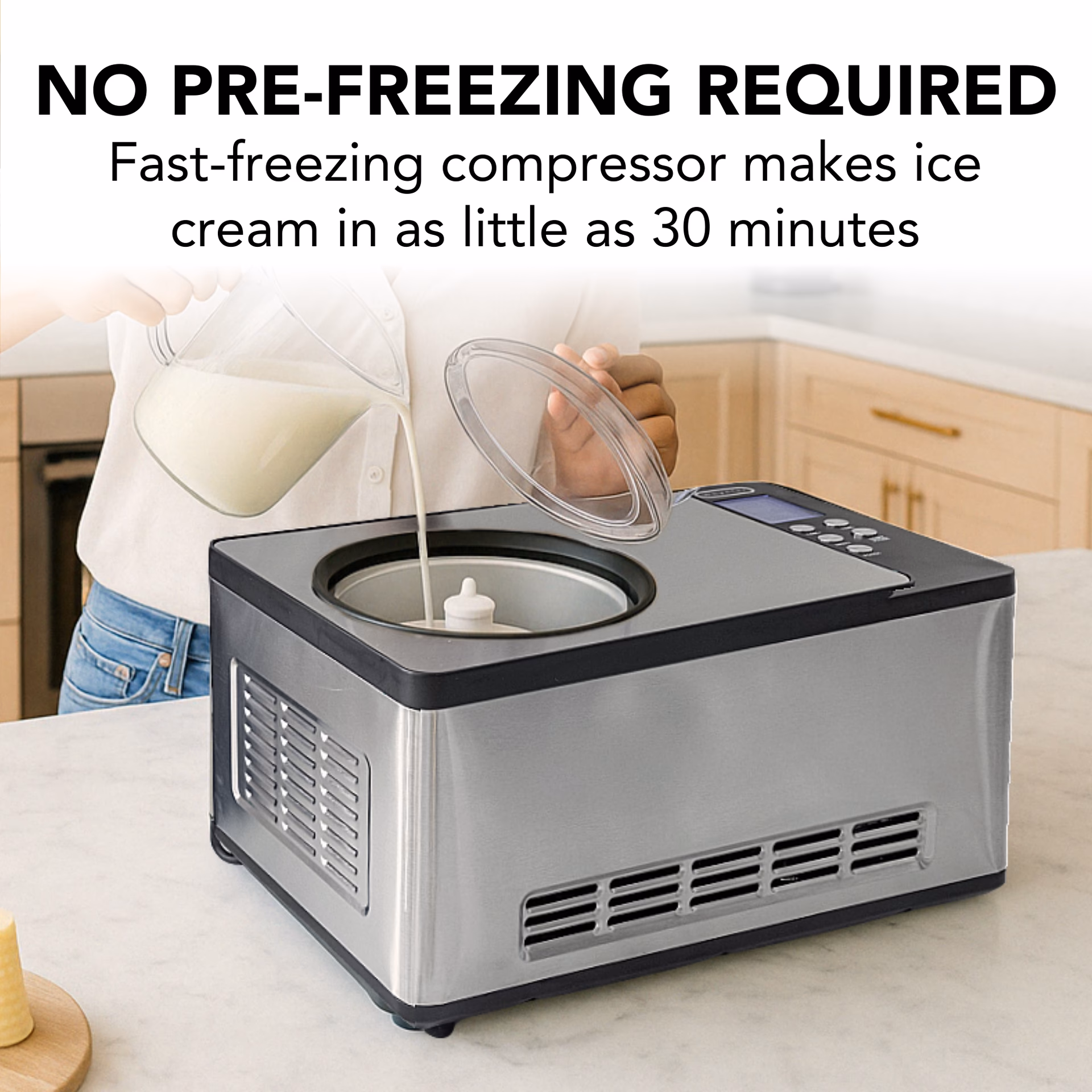 What are the advantages of a ice cream maker with a compressor?