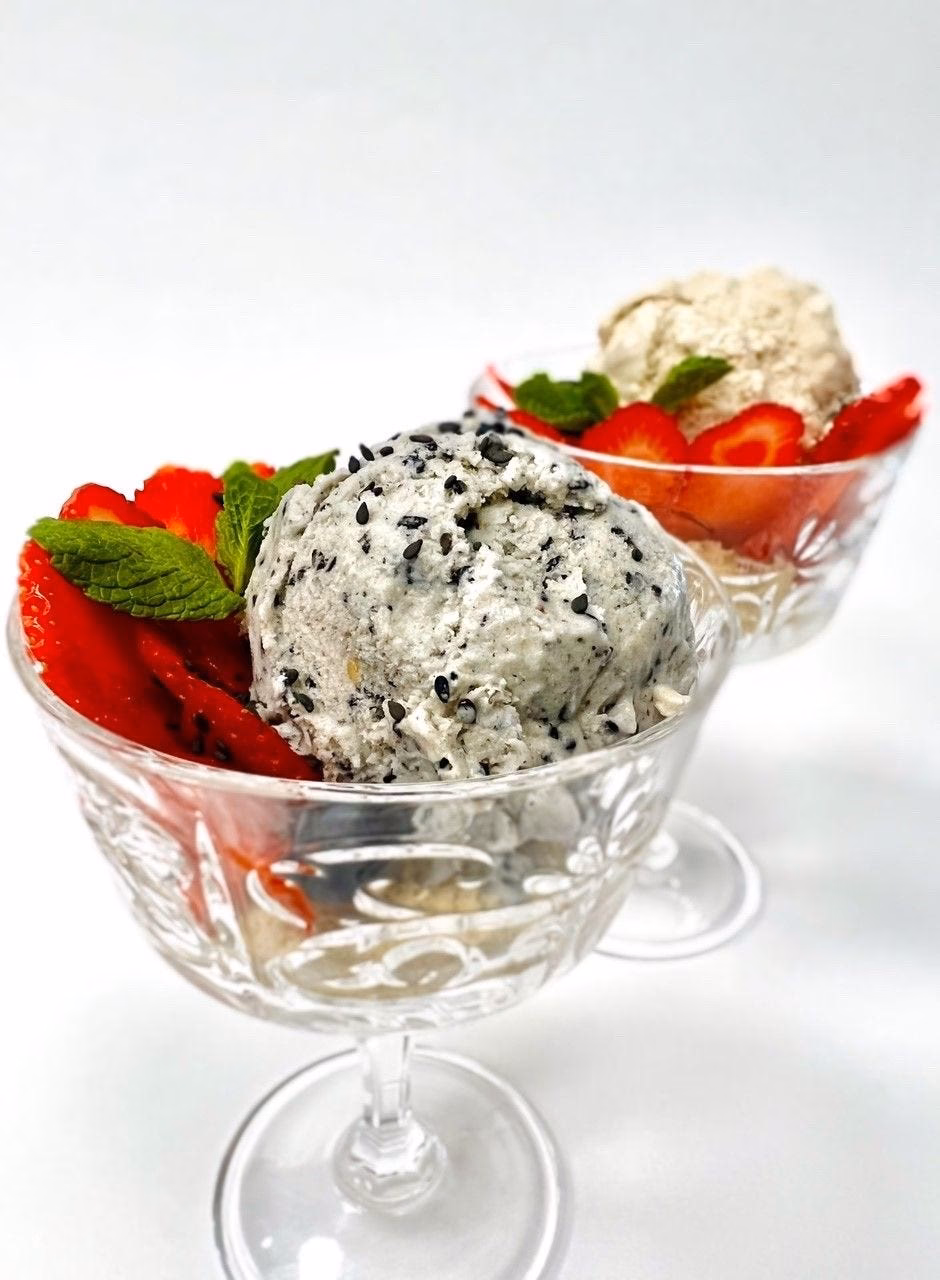 What ice cream is topped with dried insects?