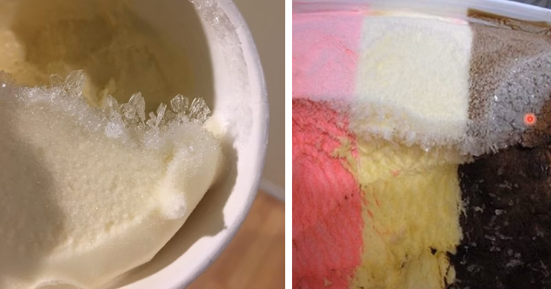 How do you prevent ice crystals from growing in ice cream?