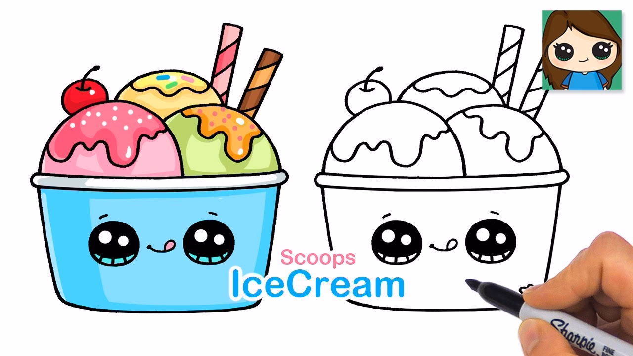 How do you draw a dipped ice cream cone?