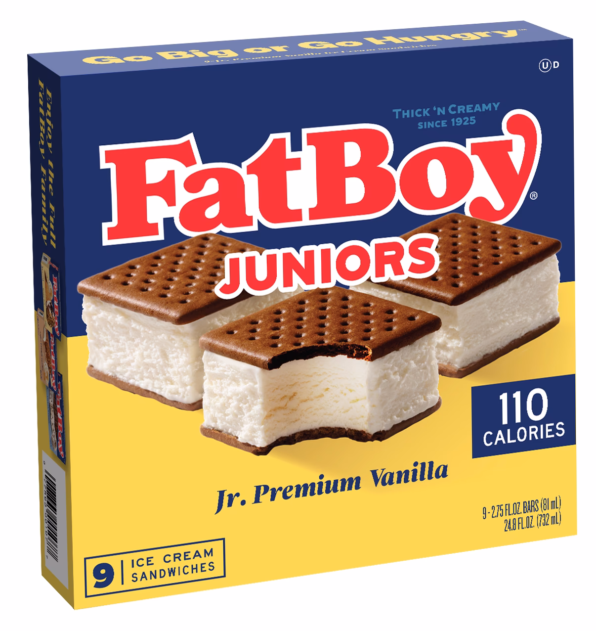 How many calories are in a Fatboy Ice Cream Sandwich?