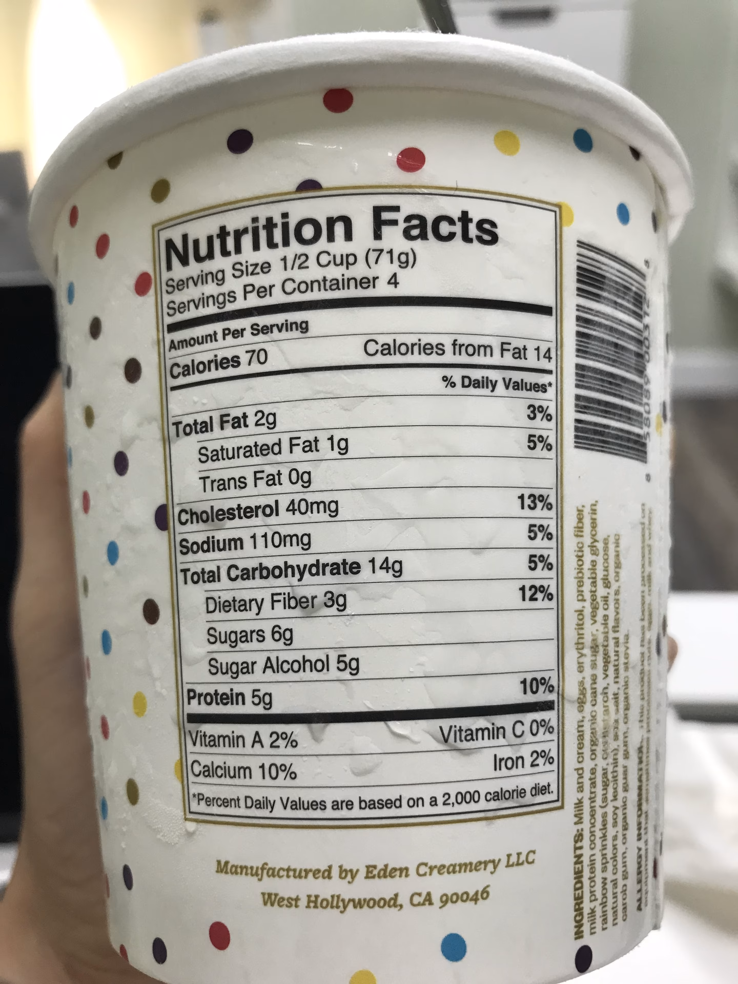 How many calories are in a Halo Top ice cream tub?