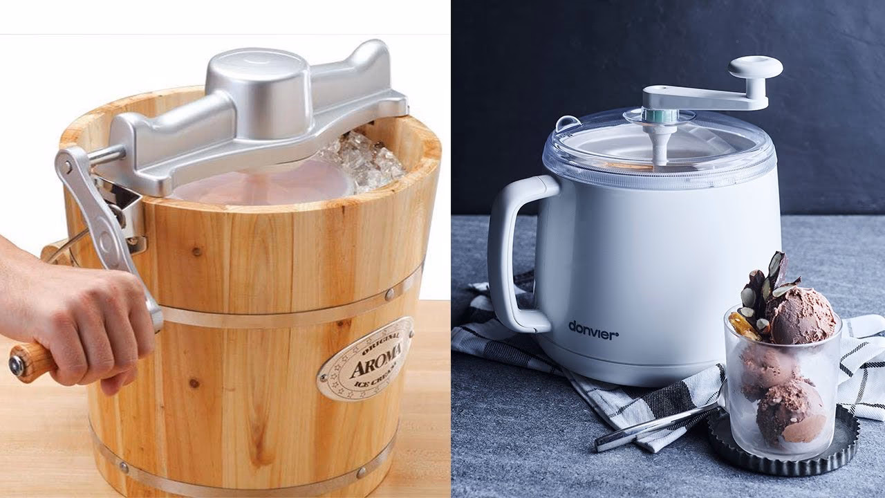 How do you operate a hand crank ice cream maker?