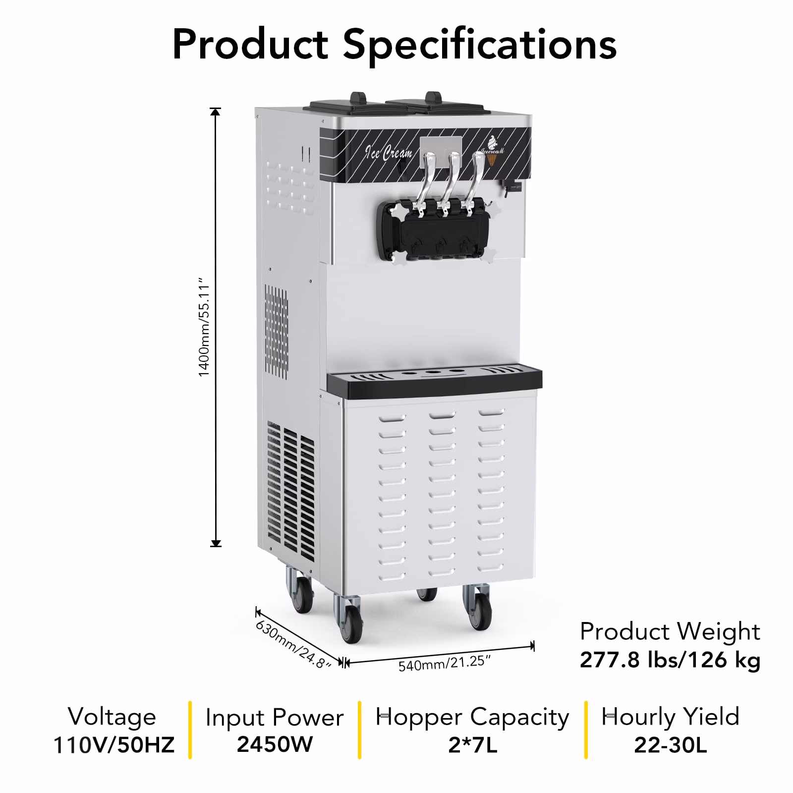 What are the features of an ice cream machine?
