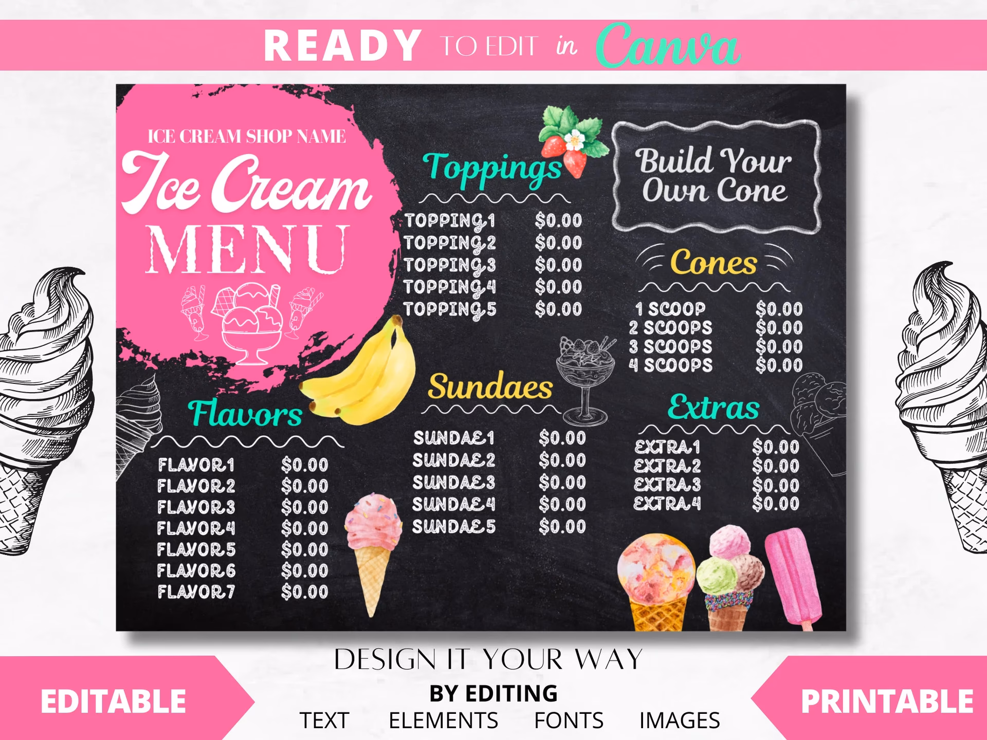 How to design an ice cream board?