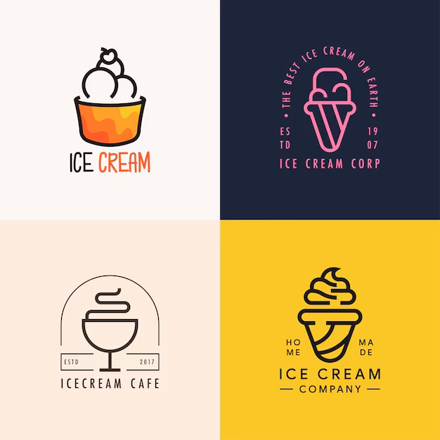 What is a common element in ice cream shop logos?