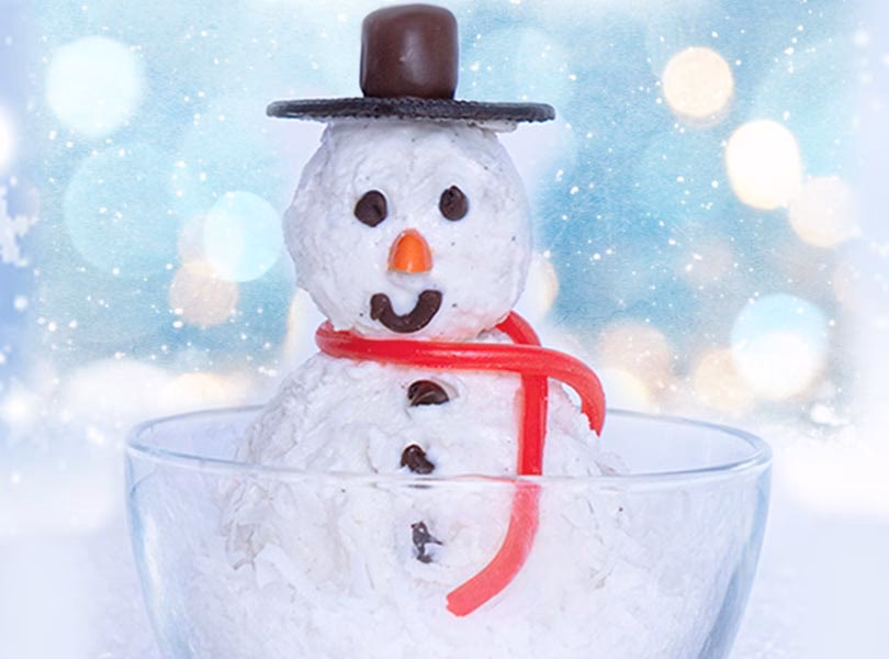 How do you make a snowman with ice cream?