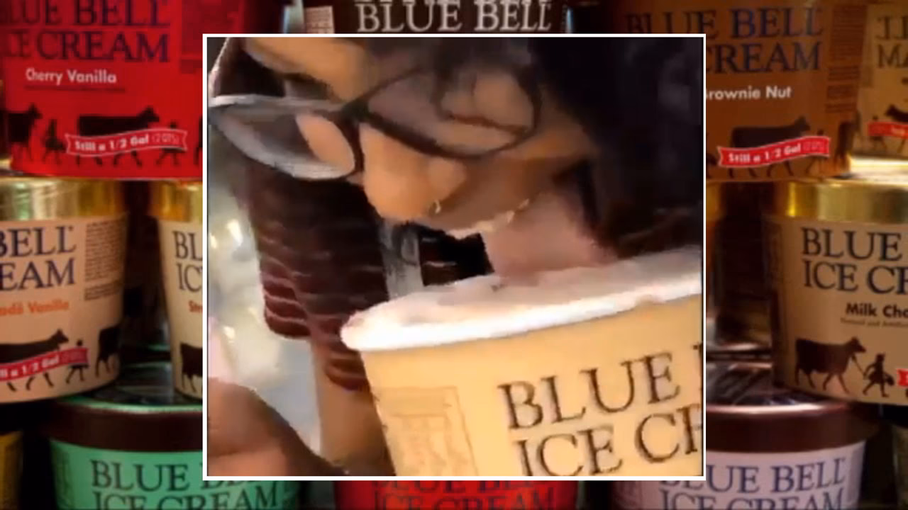 Did a girl lick a tub of ice cream before putting it back?