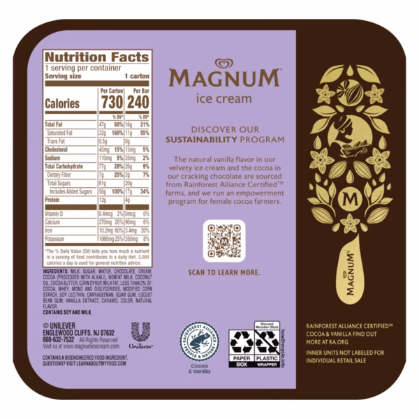 How many calories are in Magnum ice cream white?