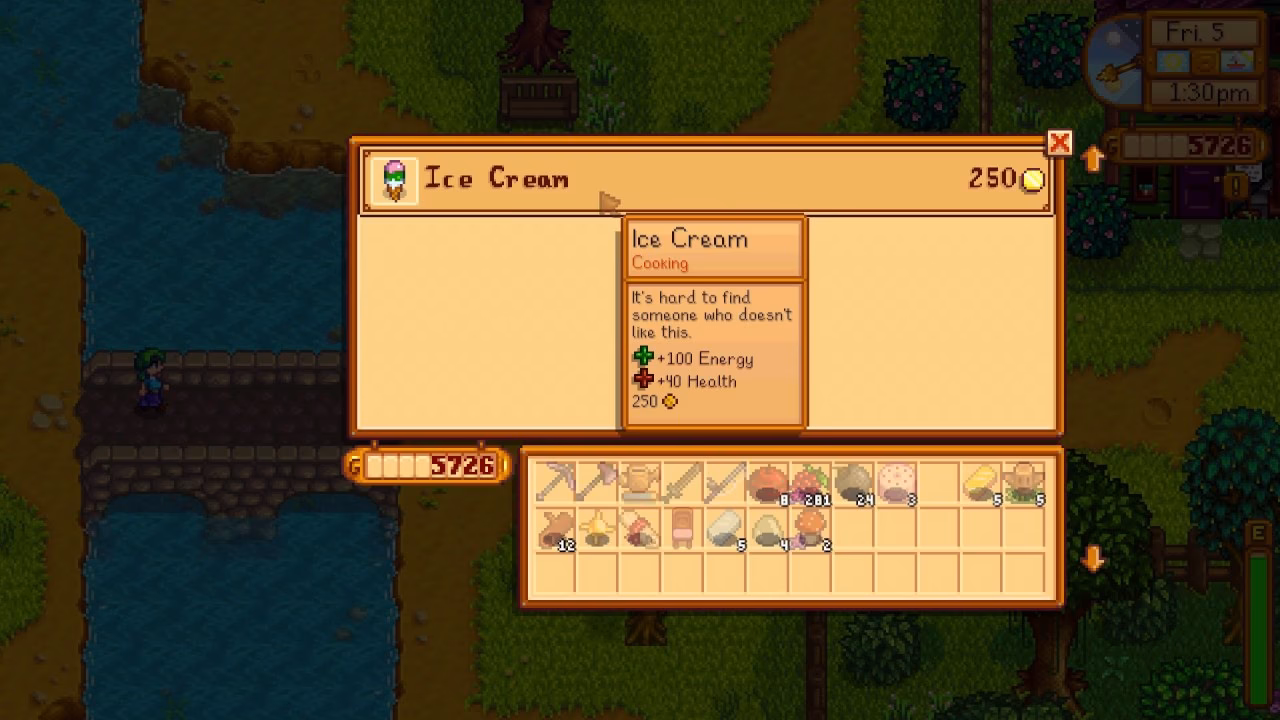 How do I spawn ice cream items in Stardew Valley?