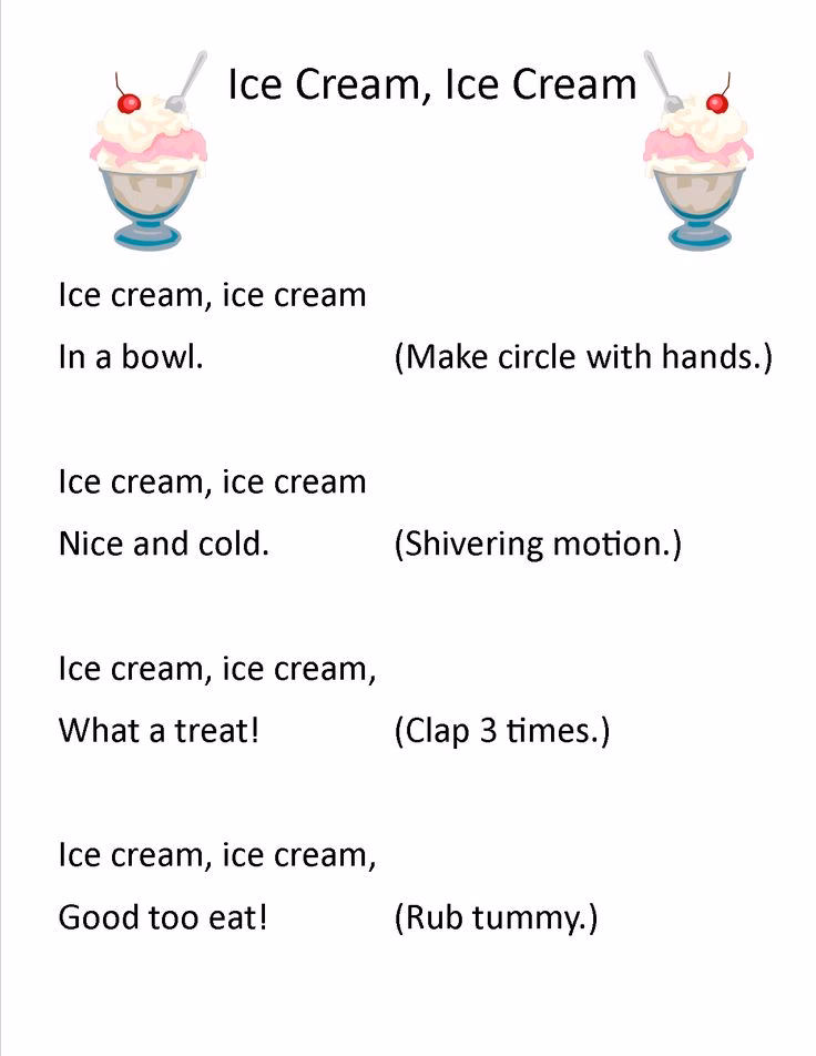 What are some rhyming words for 'ice cream'?